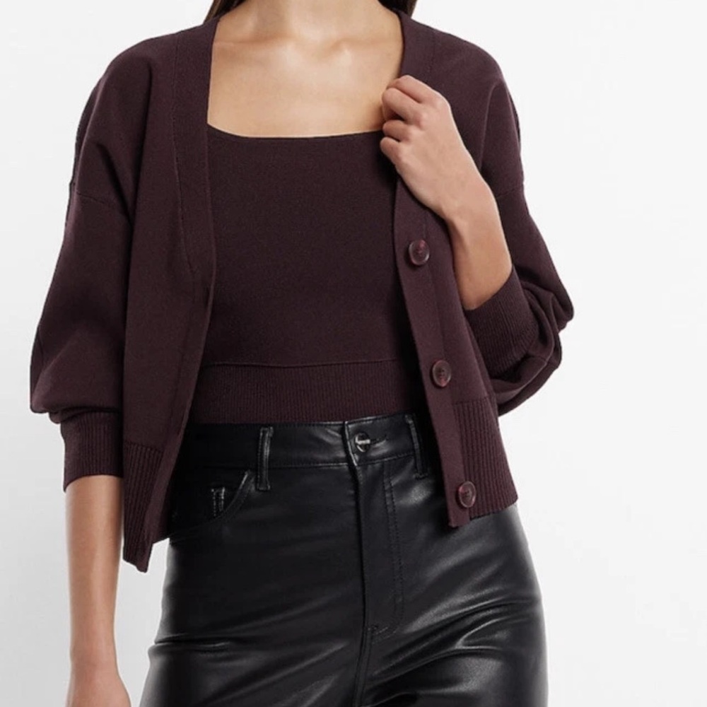 Express women’s  dark purple v neck dolman sleeve Cardigan Sweater  size Small